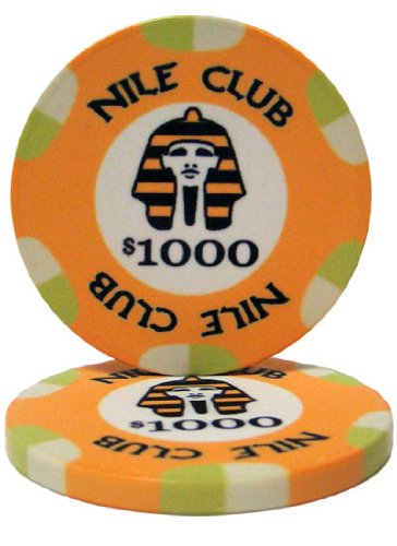 25 $1,000 Nile Club 10 Gram Ceramic Casino Quality Poker Chips
