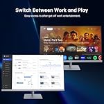 32 Inch 4K Smart Monitor, Google TV System UHD (3840x 2160) Smart TV with Speakers, Netflix Licensed, Type-C 65W PD, WirelessDisplay, HDR, Bluetooth, Hey Google Voice Remot, VESA Support, A32Q8 - Image 2