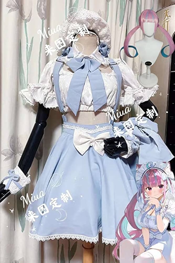 ホロライブ 湊あくあ メイド服　コスプレ ウィッグ付き ホロライブ 湊あくあ メイド服 コスプレ ウィッグ付き Amazon.co