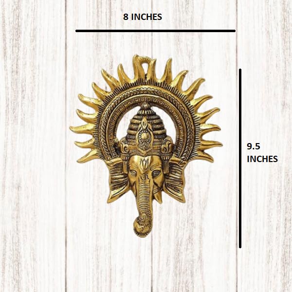 RSN Metal Ganesha Wall Hanging Sculpture - Lord Ganesh Idol for Home Entrance & Office Decor - Lucky Feng Shui Religious Gift Article & Decorative Showpiece (8 x 9.5 Inch) 3