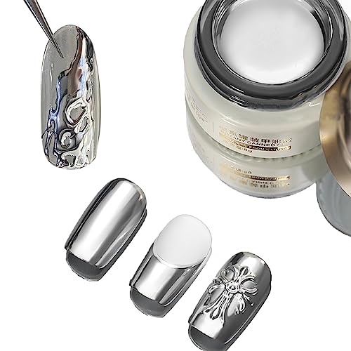 Metallic Painting Gel,holographic nail polish,Reflective Mirror Metal for Nails Art,Silver Painted Gel Nail Polish,3D Metal Mirror Effect Premium Salon Nail