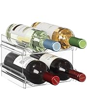 Lifewit Plastic Stackable Wine Rack for refrigerator, Cabinet, Countertop,Wine Bottle Holder, Water Bottle Organiser for Fridge, Pantry, Hold 4 Bottles