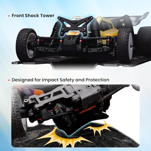Image of HOBBYPLUS Speck B 1 /24 2WD Mini RC Car - RTR RC Buggy, Fast Mini Racing Buggy, Brushless Ready with Oil-Filled Shocks - Fun Indoor Remote Control Car Racing Vehicles for Adults (Vintage Creme)