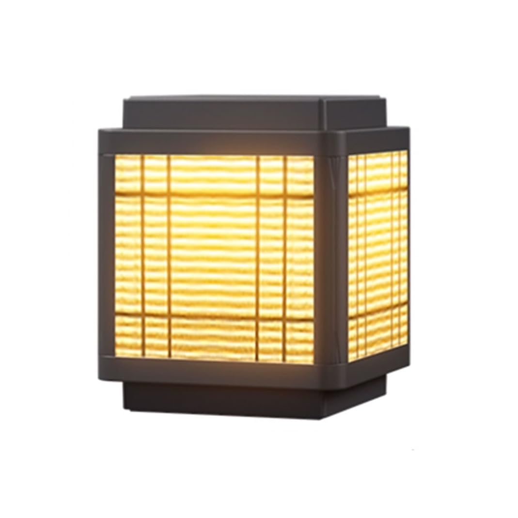 HCIPJQY Square Simple Post Light Classical Wall Pillar Headlight Waterproof Yard Porch Pathway Lighting Outside Fixture,Aluminum Lantern Black Finish