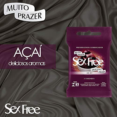 Preservativo Lubrificado Sex Free Açaí Com 3 unidades