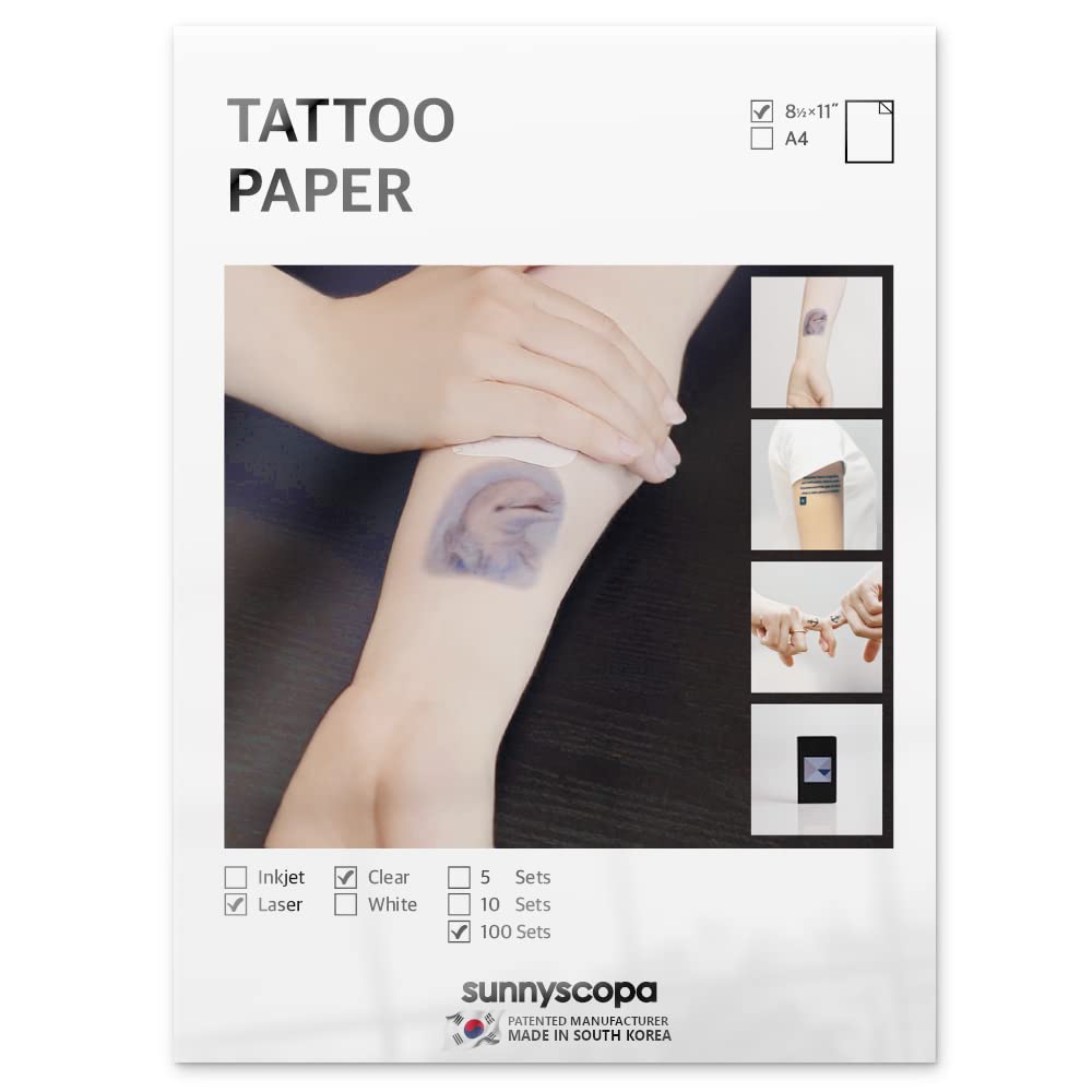 Buy Sunnyscopa Printable Temporary Tattoo Paper (100 sheets, Laser