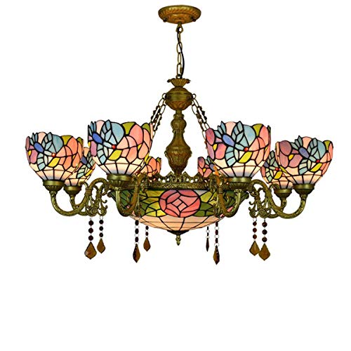 Stil Blumen Kronleuchter Vintage Kolibri Handgefertigte Glasmalerei Pendelleuchte Kreative Pastoral Retro Hängelampen Für Wohnzimmer