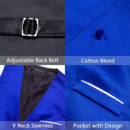 Image of Barry.Wang Vest for Men Business /Leisure Dress Suit Vests V-neck 2 Pockets Wedding Party Tuxedo Satin Waistcoat