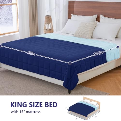 Image of yescool Weighted Blanket for Adults (30 lbs, 88 inch x 104 inch, Navy & Blue) Cooling Heavy Blanket for Sleeping Perfect for 290-310 lbs, King Size Breathable Blanket with Premium Glass Bead