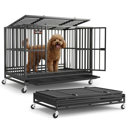Feandrea Heavy-Duty Dog Crate, 5-Minute Quick Assembly, Foldable...