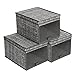SONGMICS 3er Set Aufbewahrungsbox mit Deckel, 40 x 30 x 25 cm, Faltbox, Stoffbox, transparente Vorderseite, mit Lasche, Aufbewahrung für Kleidung, Spielzeug, Bücher, Leinenoptik, grau RFB103G01