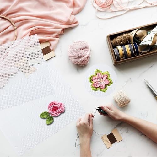 Image of CYEAH 20 Pcs Plastic Canvas Sheets, 7 Count White Plastic Mesh for Cross Stitching, Mesh Sheets for Embroidery Crafting, Acrylic Yarn Crafting, Knit and Crochet DIY Projects