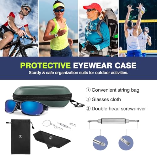 Image of MoKo Semi Hard Shell Sunglasses Case, Unisex Protective Eyeglass Case Glasses Case Holder with Metal Hanging Hook