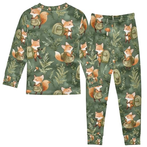 senya Fox Picking Mushrooms Pajamas Set Long Sleeve Soft Cotton Sleepwear 2 Piece2