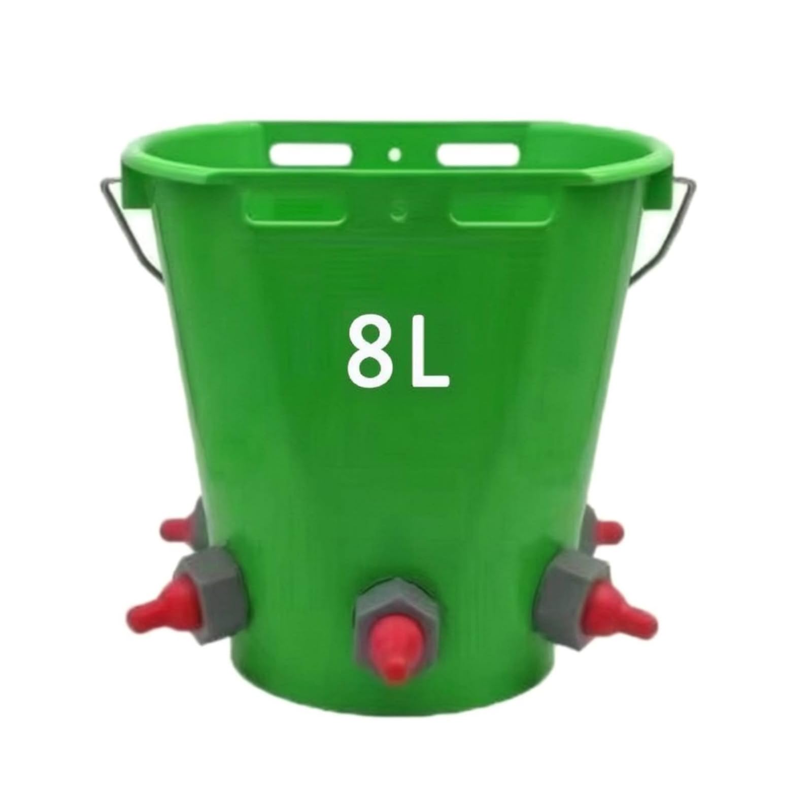 Secchio ttamento Vitelli Pratico, Secchio Verde Da 8 L Per Agnelli, Con Cinque Tettarelle Per Ovini Dimensioni Circa 30 × 28 Cm
