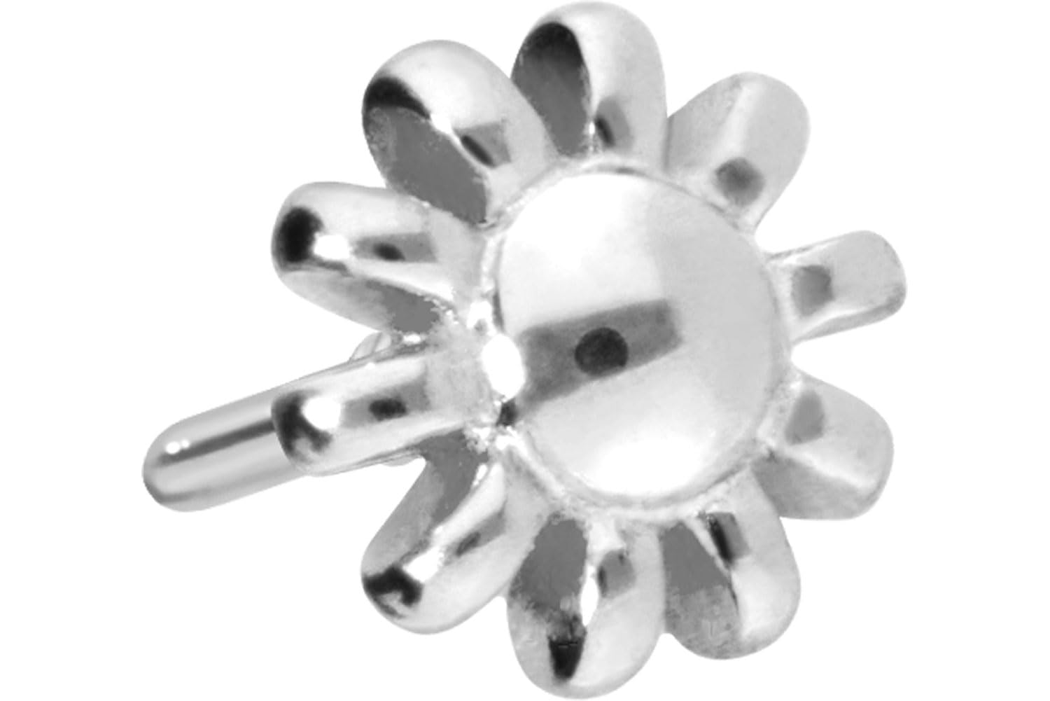 PIERCINGLINE 14 Karat Gold Ohr-Piercing Schraubaufsatz mit Gewinde OHNE Labret Stecker BLUME