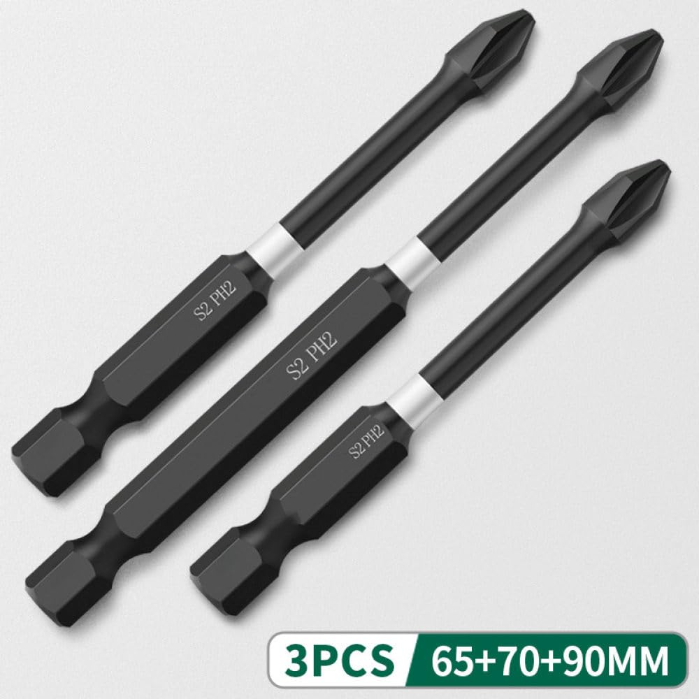 Set di cacciaviti elettrici a Vite per Trapano a Mano ad Alta durezza con Testa a Croce Magnetica Forte 50 65 70 90 150 mm, 65 70 90 mm 3 Pezzi