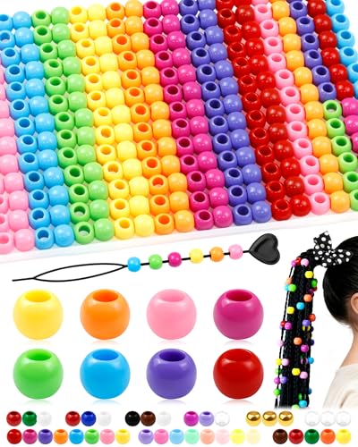 FIVEIZERO 260PCS Large Hole Hair Beads, 10x12mm Acrylic...