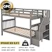 Harper & Bright Designs Twin Over Twin Bunk Bed with Stairs and Shelf for Storage, Solid Wood Bunk Beds Frame for 2, Saving Space and Wood Support, Grey