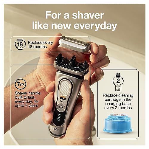 Braun Series 9 Pro 9487cc Electric Razor for Men, Wet & Dry, Rechargeable, Electric Shaver with Clean & Charge Station and ProCare Attachment, Holiday Gifts for Men - image 9