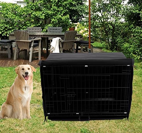 Dog Crate Cover for Wire Crates Kennel Cage, Heavy Nylon Waterproof, Fits Most 24" inch Dog Crates, Easy to Put On, Take Off, Shade Off and Adjustable - Cover only - Black - Image 6