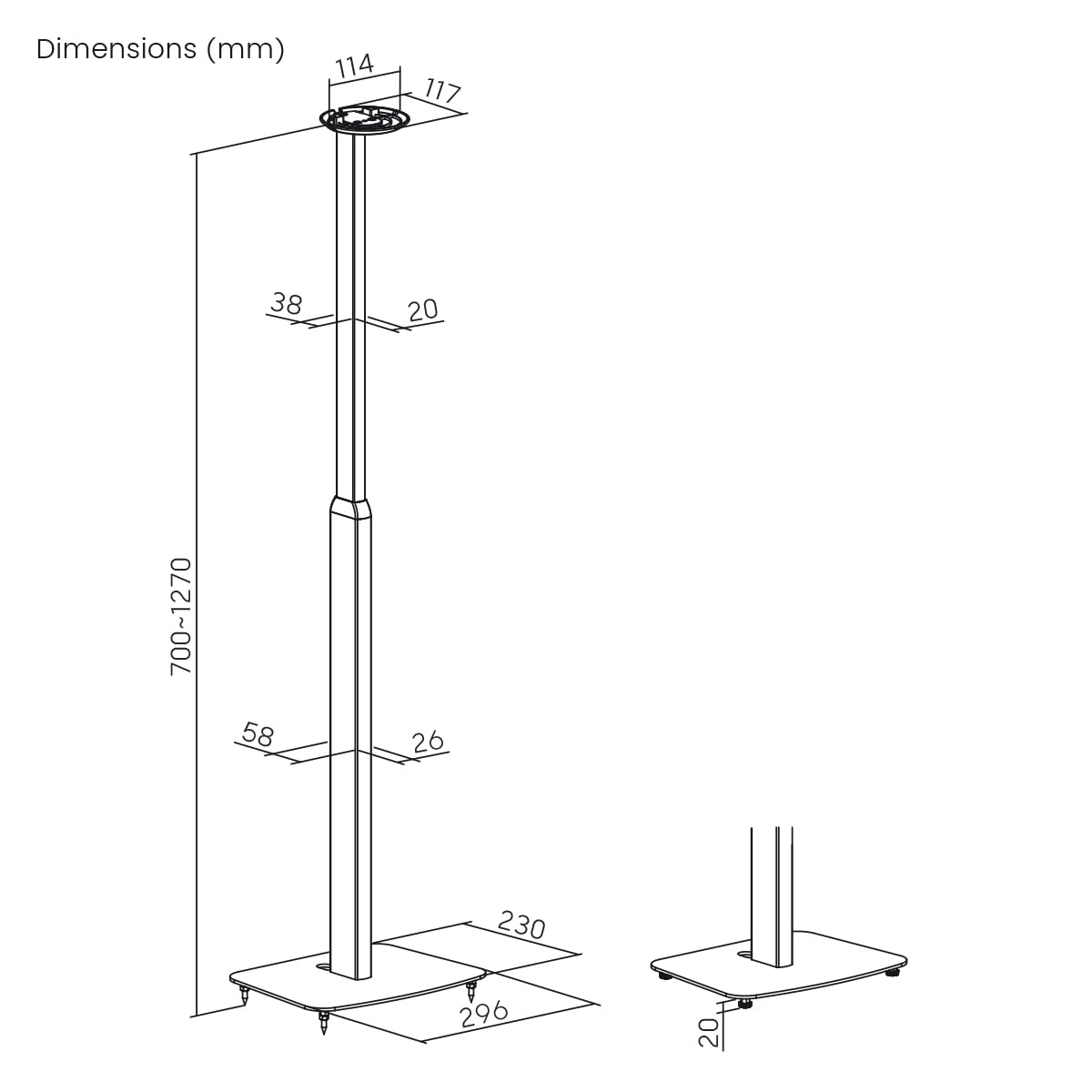 My wall SonosEra100 in hoogte verstelbare luidsprekerstandaard HS43L, set van 2, Sonos standaard verstelbaar, perfecte geluidsoriëntatie, ontkoppeling, kopen? Vergelijk bij