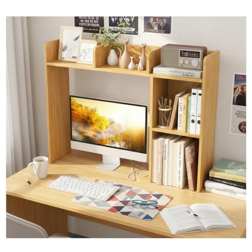 Image of Tangkula Desktop Bookshelf, Countertop Storage Hutch with Shelves for Computer Desk, Desk 3-Tier Display Rack, Multipurpose Wood Desktop Hutch Storage Organizer for Dorm Office