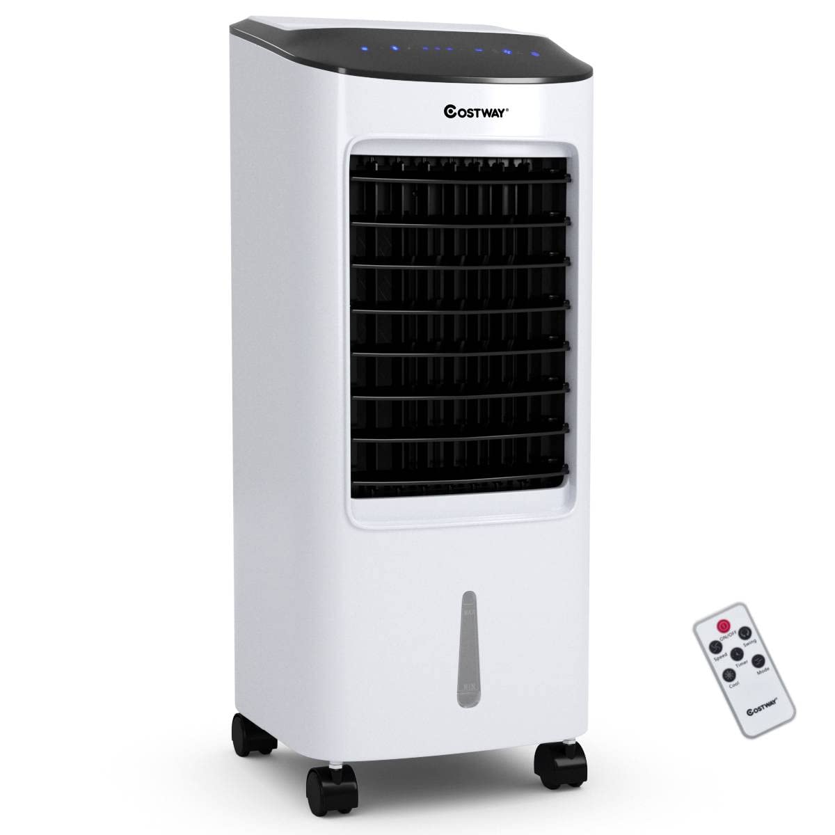 COSTWAY 3 In 1 Portable Evaporative Air Cooler, 3 Mode 3 Speed Air Humidifier and Cooling Fan with 7L Water Tank, LED Display Remote Control, Timer & Automatic Oscillation