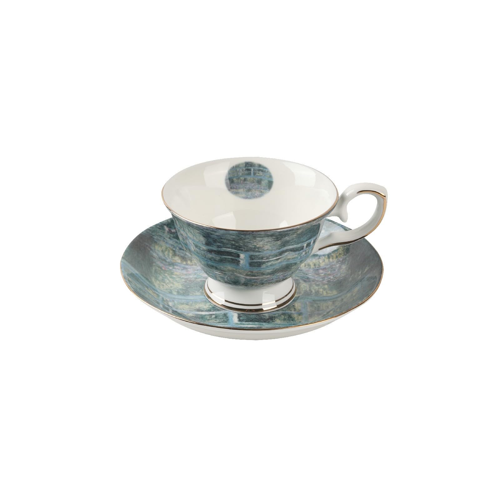 Set di tazze e piattini da caffè e tè in ceramica Claude Monet Water Lily Pond set di tazze da caffè e piattini in ceramica piatto per tazza da latte e succo regalo di compleanno per ufficio e casa