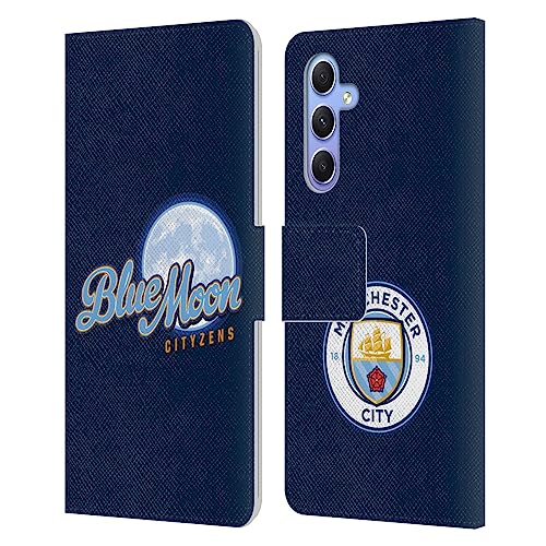 Head Case Designs sous Licence Officielle Manchester City Man City FC Blue Moon Cityzens Graphiques Étui Portefeuille en Cuir Compatible avec Samsung Galaxy A34 5G