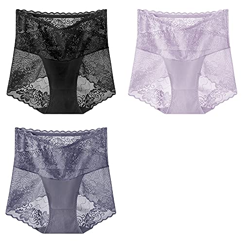 Culottes hipster en dentelle taille haute WENJUN soyeuses pour femme (lot de 3)