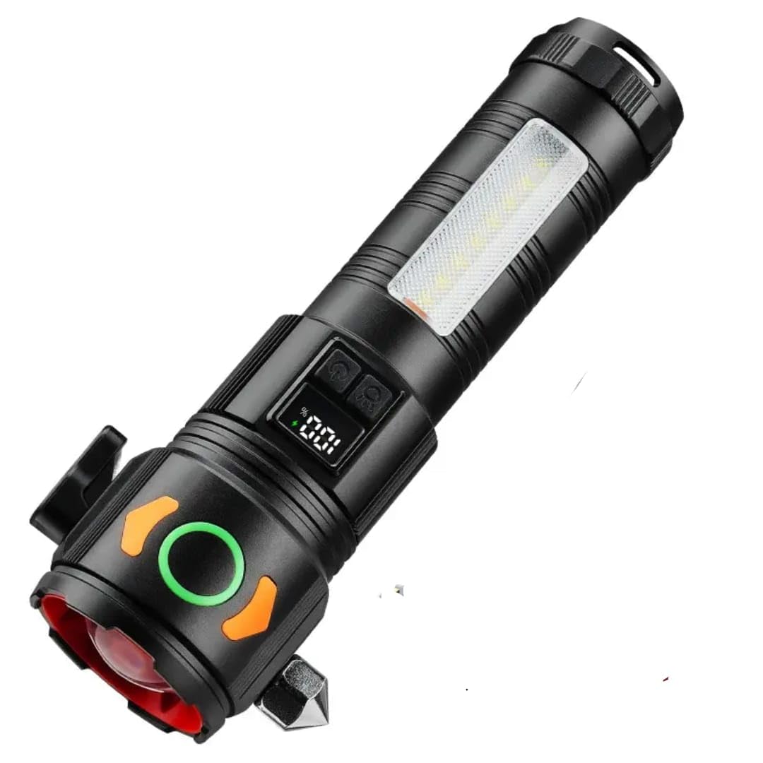 HP SOUND PLUS COBA Multifunctional LED CB-2211 Flashlight USB Rechargeable Aluminum Alloy Body Super Power Laser Zoom Light Bright Diving-image-1