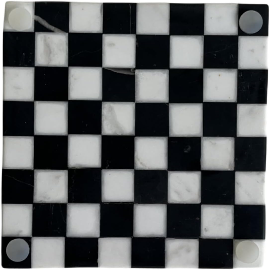 Marble Stone Black and White Checkerboard Square Small Splicing Mosaic Tray Jewelry Dish (Black and White) - Image 7