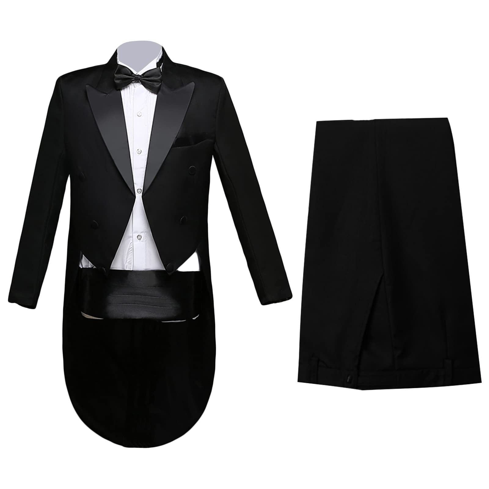 Men's Formal Peak Lapel Tailcoat Classic Magic Show Costume Jacket Tuxedo Party Dinner Swallowtail Tux Suit Coat (Black,X-Small)