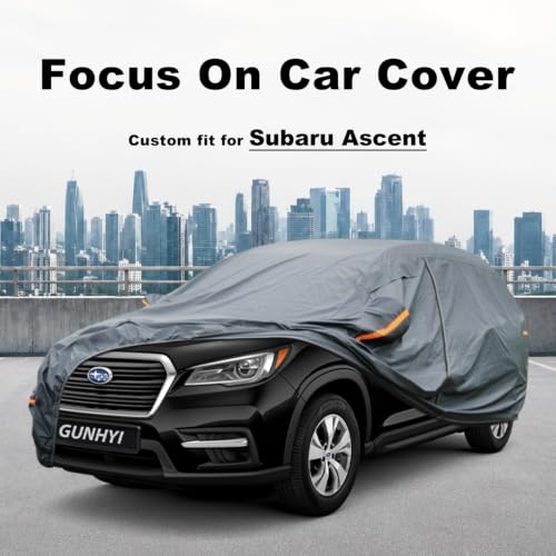 Image of GUNHYI Premium Car Cover Custom Fit Subaru Ascent, 16 Layers Heavy Duty Car Cover Waterproof All Weather with Zipper Door for Sun Rain Snow Dust Uv Protection