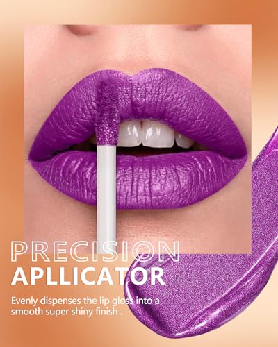 MAKI YIKA Purple Lipstick for Women Metallic Lipsticks Glitter Long Lasting Lipstick No Smudge No Transfer Liquid Lip Gloss (BR18 Amethyst) - Image 5