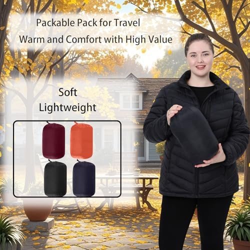 Plus Size Women Packable Puffer Jacket 1X-6X Water-Resistant Lightweight Coat Detachable Hood(Exclusively Plus Size) 5