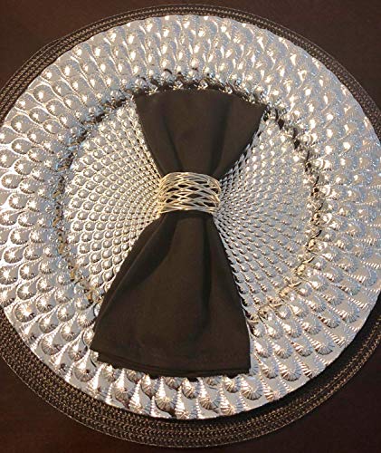 Image of SKAVIJ Handmade Twisted Wire Mesh Napkin Rings Holders Decor Dinner Party Wedding Thanksgiving Christmas Gathering (Silver 4pcs)