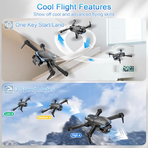 drone with camera 1080p hd fpv foldable drone for adults kids one-key take offlanding 3d flips altitude hold speed adjustment headless mode 2 batteries toys gifts for boys girls