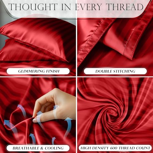Image of DECOLURE Satin Sheets Twin Size | Softer Than Silk | Luxury 3 Pc Bed Set