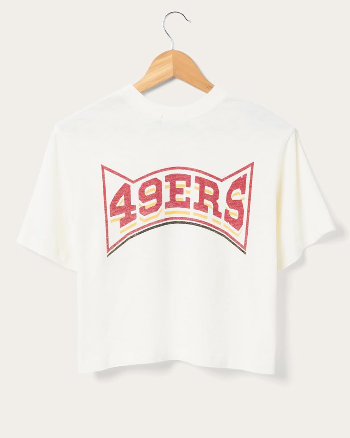 Junk Food NFL Women's San Francisco 49ers Football Logo Short Sleeve Mock Neck Crop Tee, White - Image 4