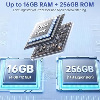 OUKITEL C5 Smartphone Ohne Vertrag, 16GB RAM+256GB ROM/1TB Erweiterbar Handy Ohne Vertrag, 6.52" HD+ Handy, Simlockfreie Handys mit 5000mAh Akku, 13MP+5MP Kamera, Face ID/Dual SIM/GPS/OTG, Blau