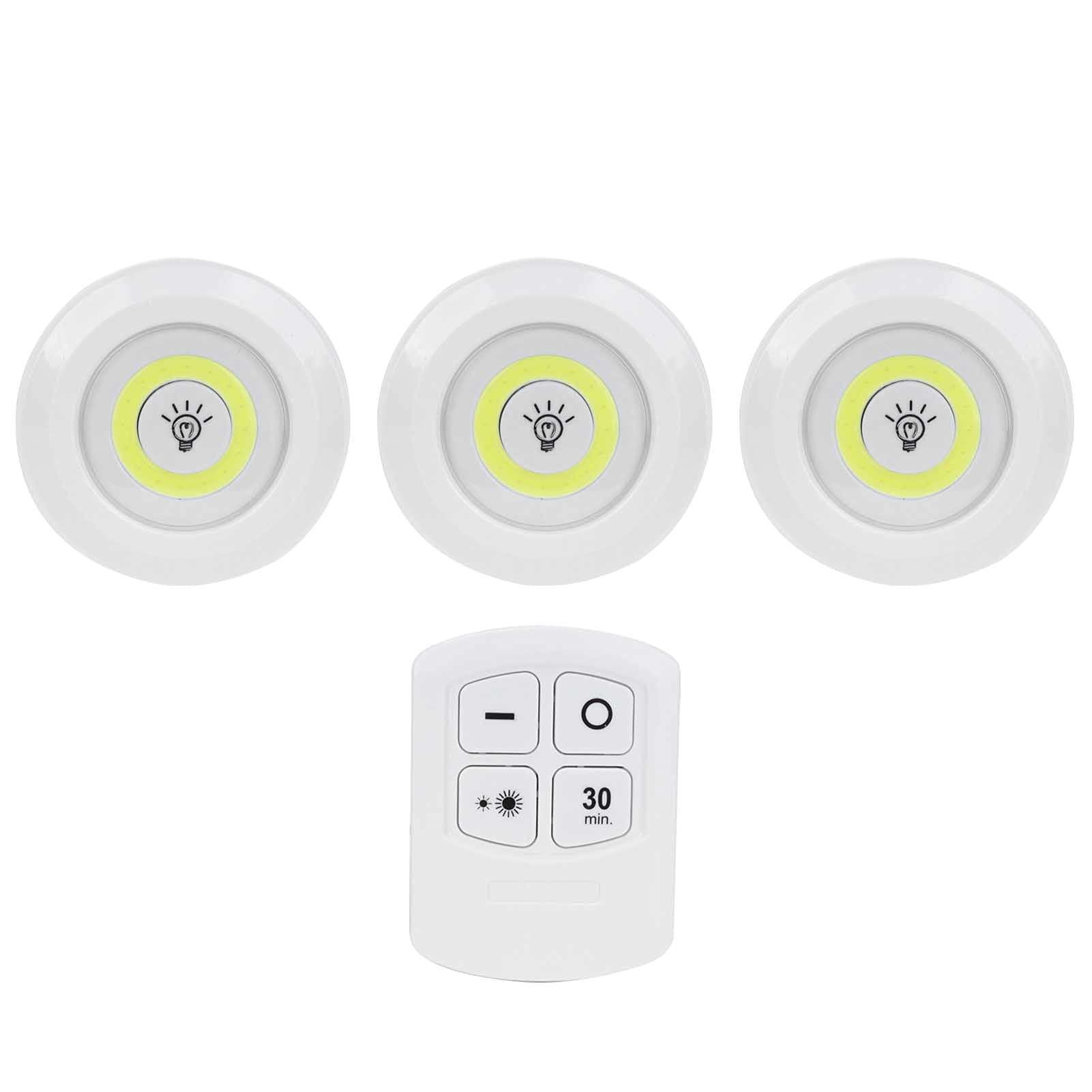 Garosa COB LED Night Light, 3Pcs Bedside Light LED Lights with Remote Control Battery Powered Wireless Led Puck Light Timing Dimming Night Lamp,Night Light
