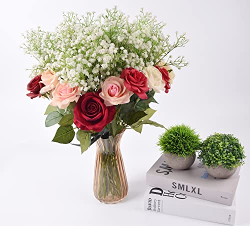 Ysber 10Pcs Baby Breath/Gypsophila Artificial Fake Silk Plants Wedding Party Decoration Real Touch Flowers Diy Home Garden(White) #TOP4