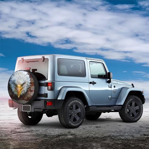 Image of Spare Tire Cover Angry Bald Eagle On American Flag Wheel Covers USA Flag Weatherproof Universal Wheel Protectors for Rv SUV Camper Travel Trailer 14 Inch