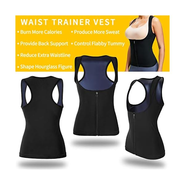 Women Waist Trainer Vest Slim Zipper Corset Neoprene Sauna Tank Top Body Shaper Cincher for Workout Training