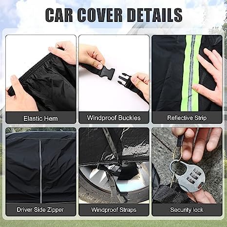 Image of Waterproof Truck Cover Compatible with 1972-1993 Dodge Ram D /W Series D100 /150 /200 /250 /300 Standard Cab Long 8ft Bed, 420D All Weather Truck Covers with Zipper Door for Snow Rain Protection