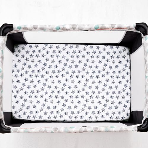 Image of PHF 3 Pack Soft Mini Crib Sheets, Space Silky Pack N Play Sheets for Baby Boys Girls Neutral, Universal Fit for Pack N Play, Playard, Portable and Mini Crib Mattresses, Space