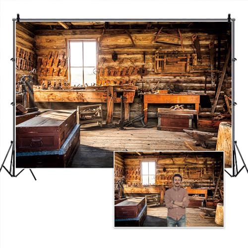 TTQYFNM 7x5ft Carpenter's Room Backdrop Wooden House Tools Full of Wall Photography Background for Workers Boys Men Fathers Day Themed Birthday Party Decorations Portrait Photo Studio Props Vinyl