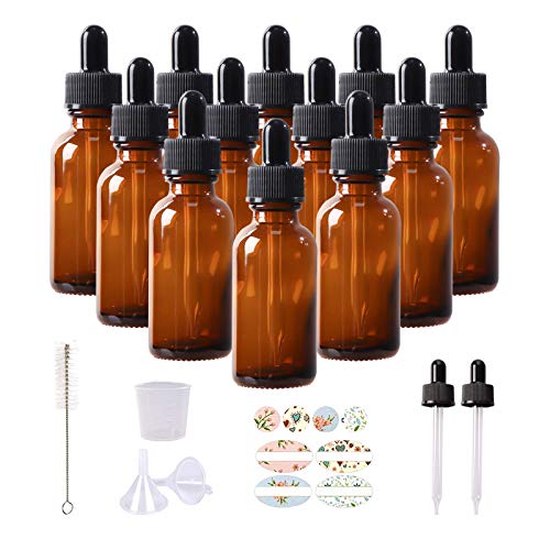 RusseryPek 12 botellas de vidrio ámbar de 30 ml Cover